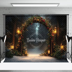 Aperturee - Aperturee Arch Garland Street Lights Christmas Photo Backdrop