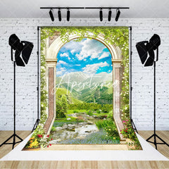 Aperturee - Aperturee Arch Spring Greenery Mountain Natural Scene Backdrop