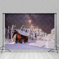 Aperturee - Aperturee Arctic Snow Forest Cabin Star Nebula Winter Backdrop