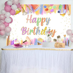 Aperturee - Aperturee Art Printing Brush Gold Dots Birthday Backdrop