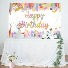 Aperturee - Aperturee Art Printing Brush Gold Dots Birthday Backdrop