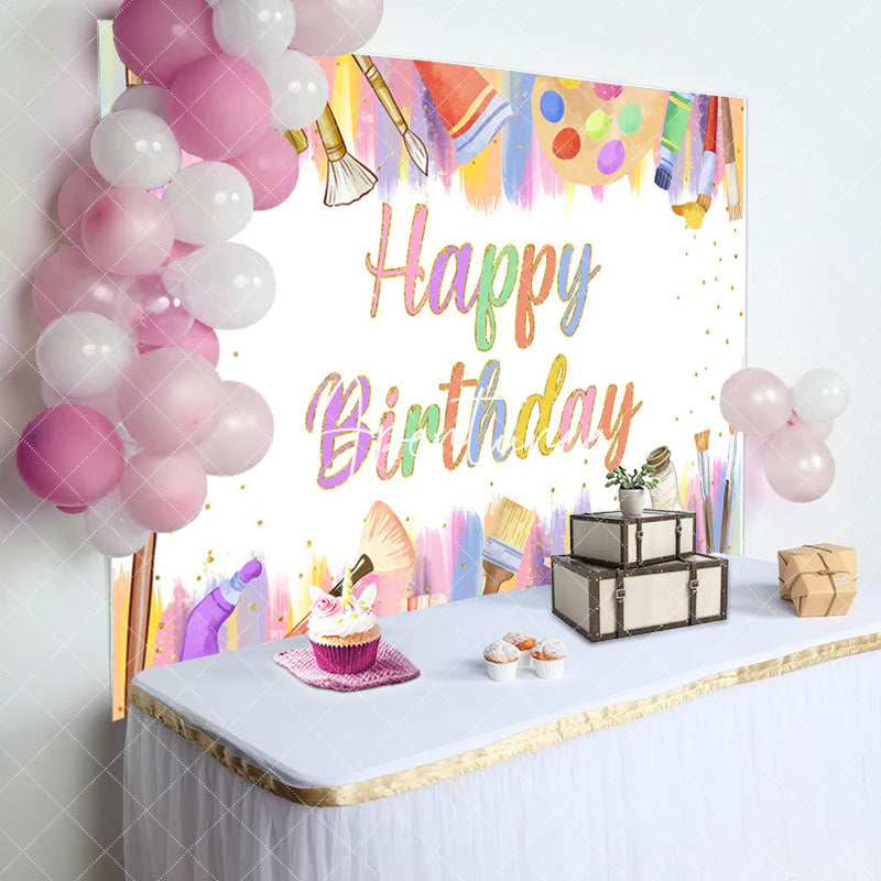 Aperturee - Aperturee Art Printing Brush Gold Dots Birthday Backdrop