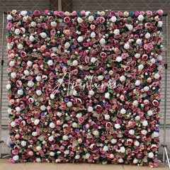 Aperturee - Aperturee Artificial Colorful Flower Wall Backdrop For Garden