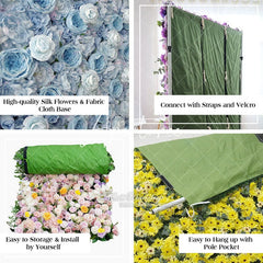 Aperturee - Aperturee Artificial Colorful Flower Wall Backdrop For Garden