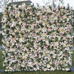 Aperturee - Aperturee Artificial Pink Beige Floral Wall Wedding Birthday Decor