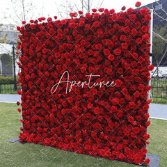 Aperturee - Aperturee Artificial Red Floral Wall For Wedding Party Decor