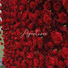 Aperturee - Aperturee Artificial Red Floral Wall For Wedding Party Decor