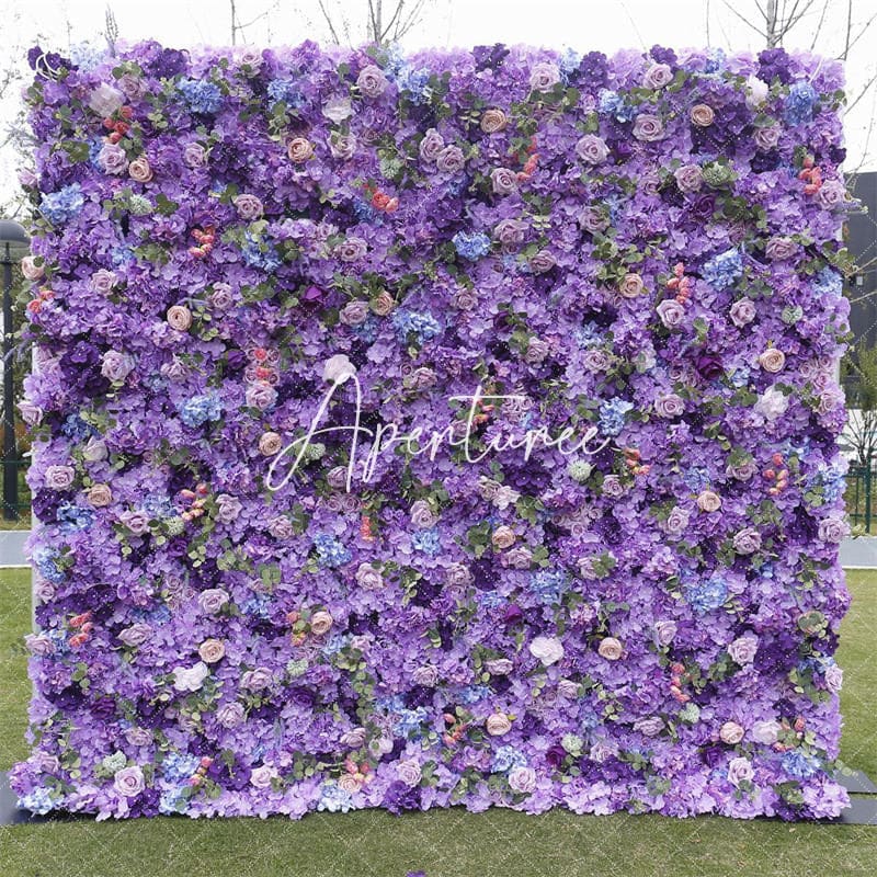 Aperturee - Aperturee Artificial Wall Plant Purple Floral Party Decor