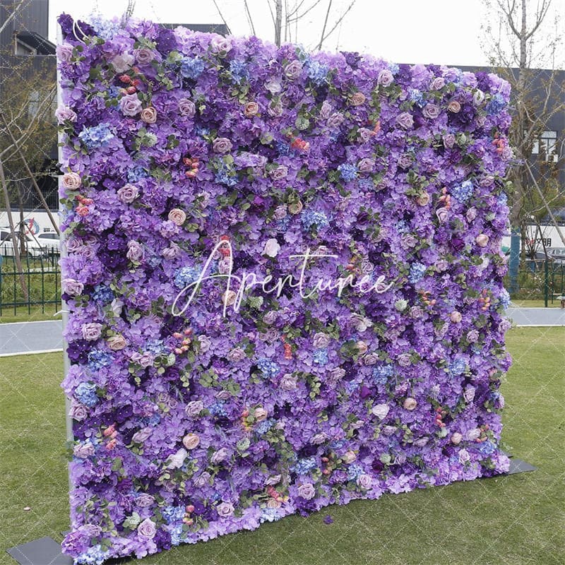 Aperturee - Aperturee Artificial Wall Plant Purple Floral Party Decor