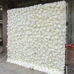 Aperturee - Aperturee Artificial White Flower Wall Bridal Shower Decor