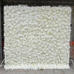 Aperturee - Aperturee Artificial White Flower Wall Bridal Shower Decor