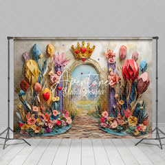 Aperturee - Aperturee Artist Floral Arch Wonderland Valentines Day Backdrop