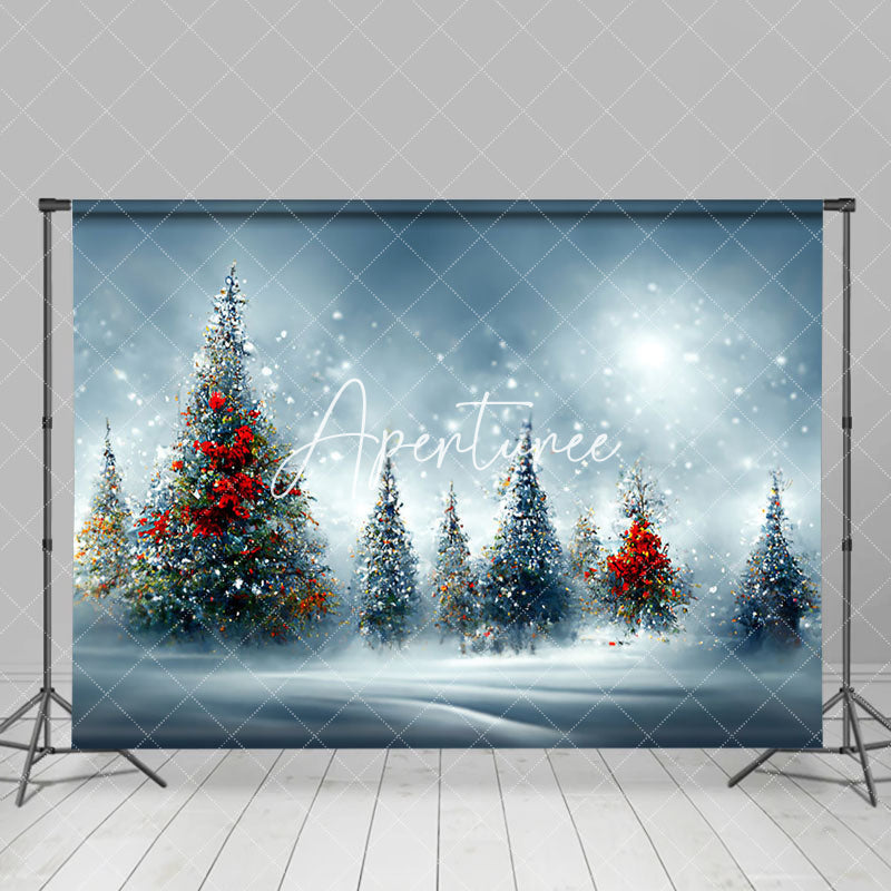 Aperturee - Aperturee Artistic Christmas Vibe Forest Pine Trees Backdrop