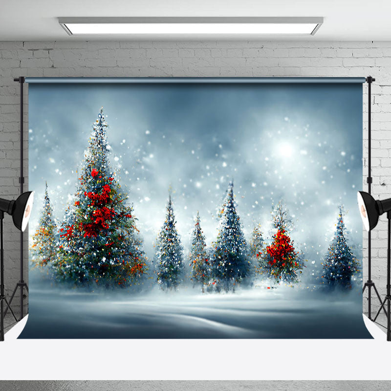 Aperturee - Aperturee Artistic Christmas Vibe Forest Pine Trees Backdrop