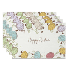 Aperturee - Aperturee Astract Eggs Plant Happy Easter Set Of 4 Placemats