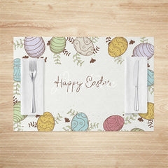 Aperturee - Aperturee Astract Eggs Plant Happy Easter Set Of 4 Placemats