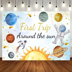 Aperturee - Aperturee Astronaut Planet First Trip Birthday Backdrop