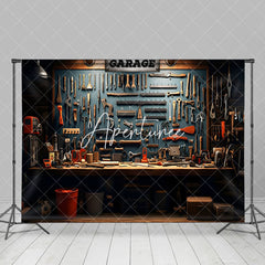 Aperturee - Aperturee Auto Repair Tools Dim Lights Garage Photo Backdrop