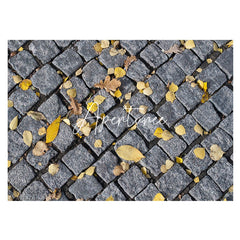 Aperturee - Aperturee Autumn Leaves Dark Grey Road Bricks Rubber Floor Mat