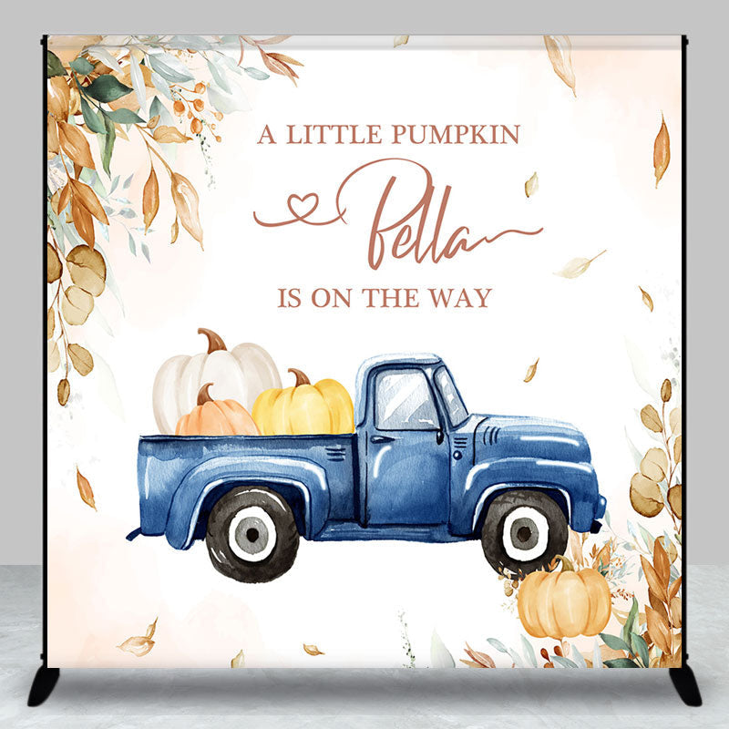 Aperturee - Aperturee Autumn Little Pumpkin Custom Baby Shower Backdrop