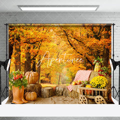 Aperturee - Aperturee Autumn Maple Forest Window Scene Room Set Backdrop