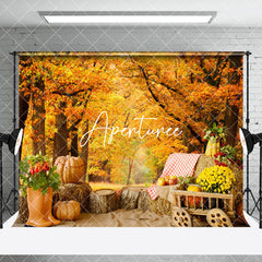 Aperturee - Aperturee Autumn Maple Forest Window Scene Room Set Backdrop