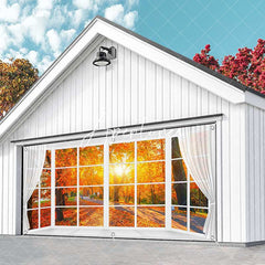 Aperturee - Aperturee Autumn Maple Grove Window Scene Garage Door Banner