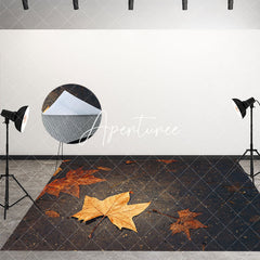 Aperturee - Aperturee Autumn Maple Leaf Street Road Fabric Floor Backdrop