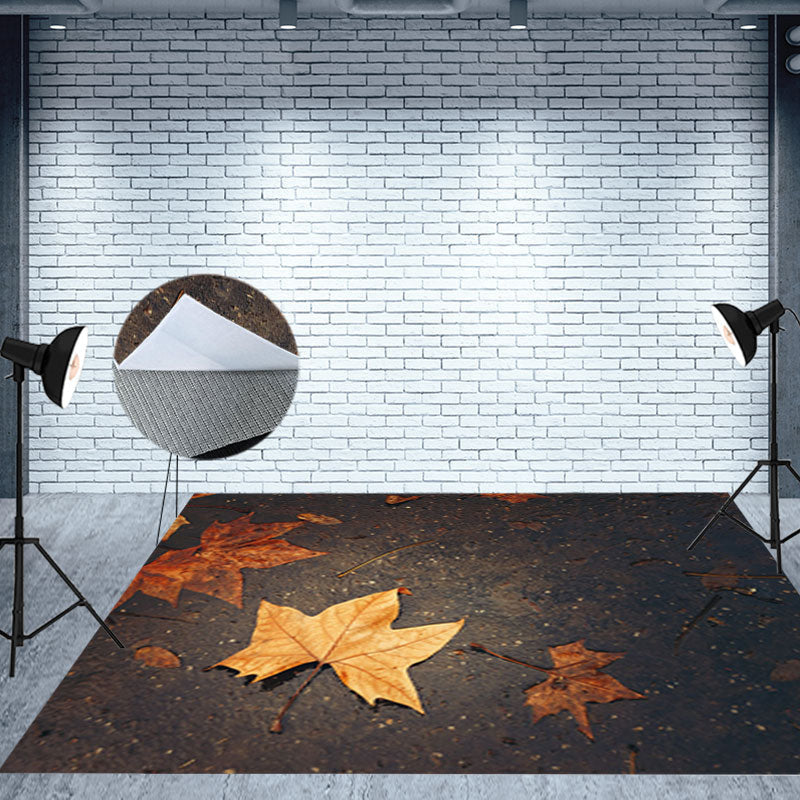 Aperturee - Aperturee Autumn Maple Leaf Street Road Fabric Floor Backdrop