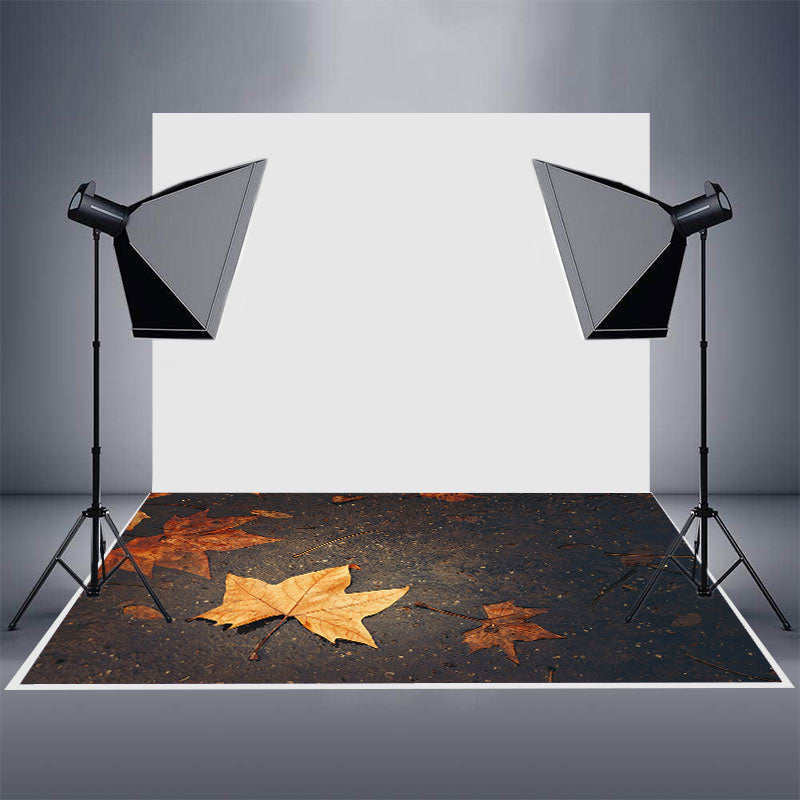 Aperturee - Aperturee Autumn Maple Leaves Street Road Rubber Floor Mat