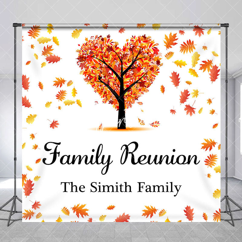 Aperturee - Aperturee Autumn Maple Tree Custom Name Family Reunion Backdrop