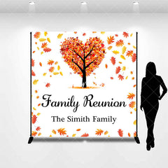 Aperturee - Aperturee Autumn Maple Tree Custom Name Family Reunion Backdrop