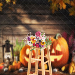 Aperturee - Aperturee Autumn Maples Lamp Pumpkin Wood Halloween Backdrop