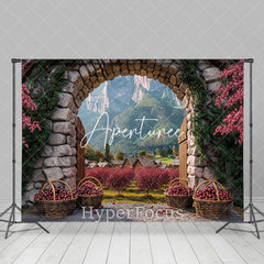 Aperturee - Aperturee Autumn Stone Arch Orchard Paradise Photo Backdrop