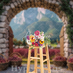 Aperturee - Aperturee Autumn Stone Arch Orchard Paradise Photo Backdrop