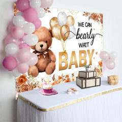 Aperturee - Aperturee Autumn Vibe Bearly Wait Teddy Baby Shower Backdrop
