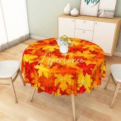 Aperturee - Aperturee Autumn Vibes Diverse Maple Leaves Rectangle Tablecloth