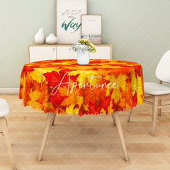 Aperturee - Aperturee Autumn Vibes Diverse Maple Leaves Rectangle Tablecloth