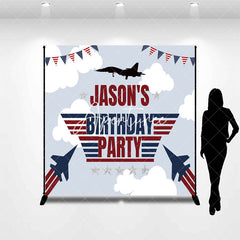 Aperturee - Aperturee Aviation Plane Cloud Custom Name Birthday Backdrop