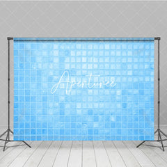 Aperturee - Aperturee Baby Blue Modern Square Pattern Summer Vibe Backdrop