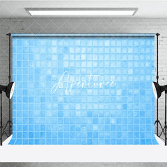 Aperturee - Aperturee Baby Blue Modern Square Pattern Summer Vibe Backdrop