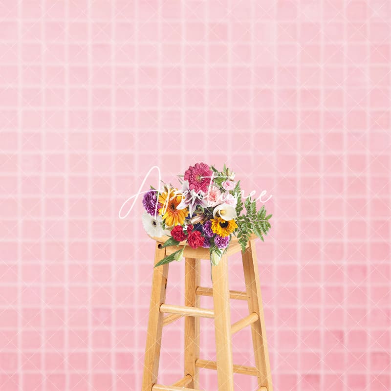 Aperturee - Aperturee Baby Pink Mosaic Tile Sweet Summer Vibe Backdrop