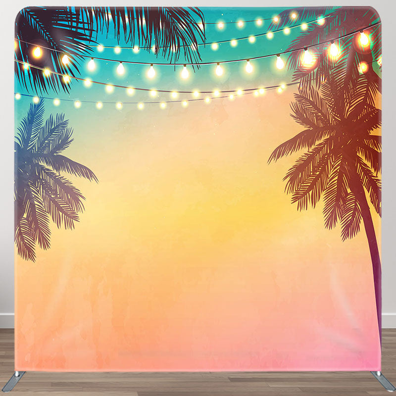 Aperturee - Aperturee Babychella Sunset Palm Tree Lighted Square Backdrop