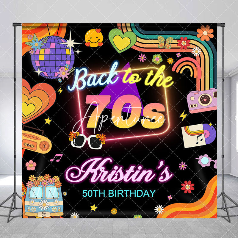 Aperturee - Aperturee Back To The 70s Groovy Custom 50th Birthday Backdrop