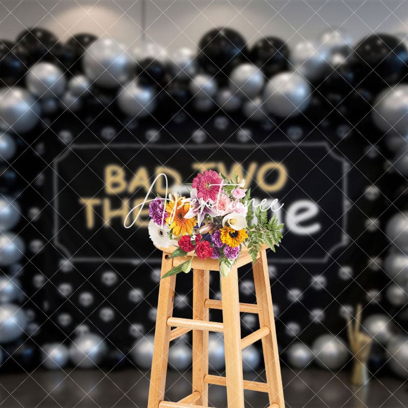 Aperturee - Aperturee Bad Two The Bone Balloon Birthday Cake Smash Backdrop