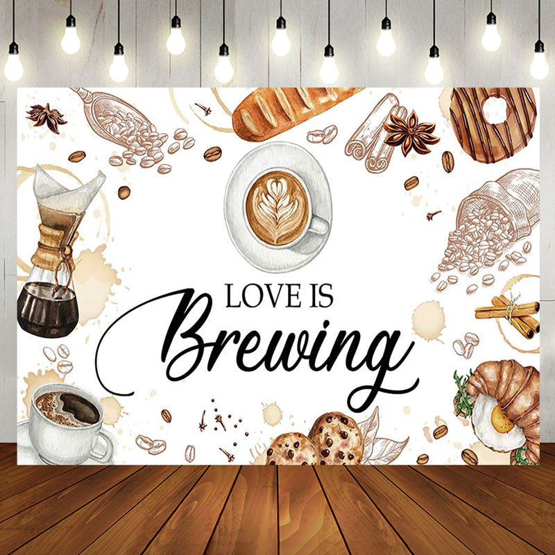 Aperturee - Aperturee Baking Coffee Love Is Brewing Baby Shower Backdrop