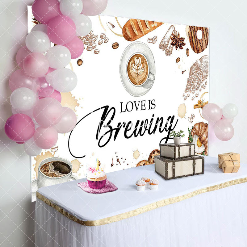 Aperturee - Aperturee Baking Coffee Love Is Brewing Baby Shower Backdrop