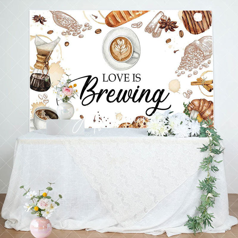 Aperturee - Aperturee Baking Coffee Love Is Brewing Baby Shower Backdrop