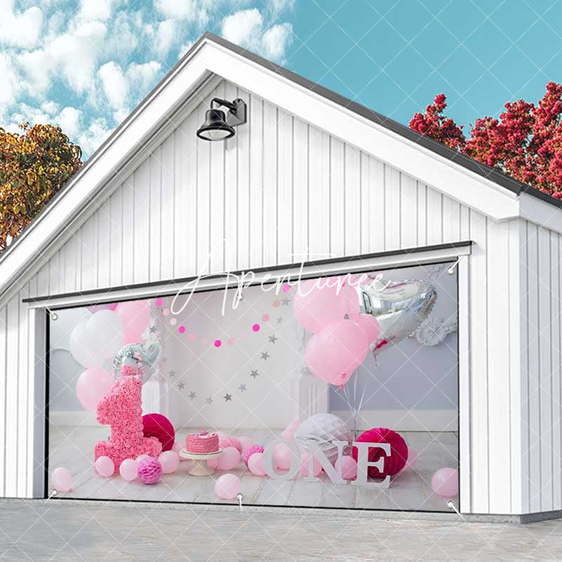 Aperturee - Aperturee Balloon Floral 1St Cake Smash Garage Door Banner