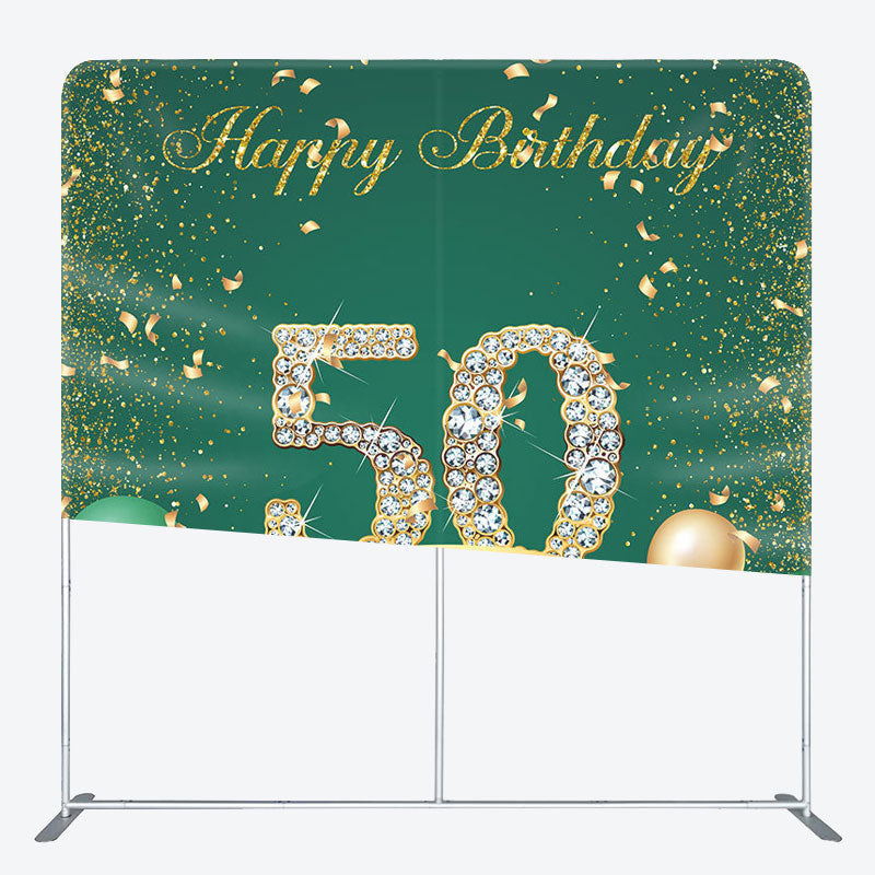 Aperturee - Aperturee Balloon Glitter 50Th Fabric Backdrop Cover for Birthday